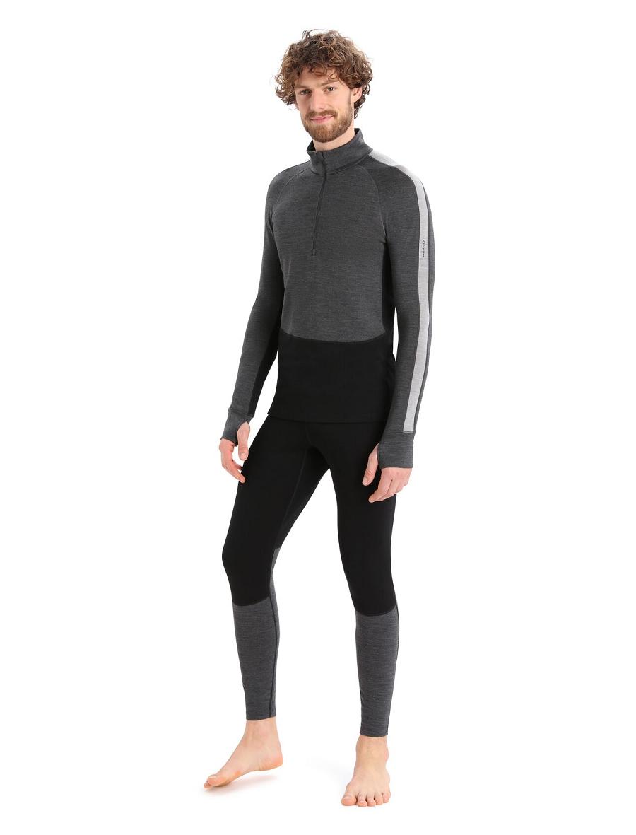 Jet Heather / Black Icebreaker 260 ZoneKnit™ Merino Long Sleeve Half Zip Men's Base Layers | AU 1325JPQJ